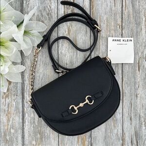 Anne Klein Black Half Dome Crossbody Bag